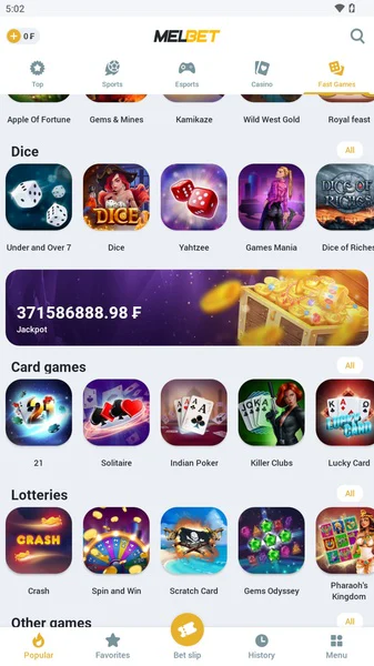 Melbet1 games and account information overview
